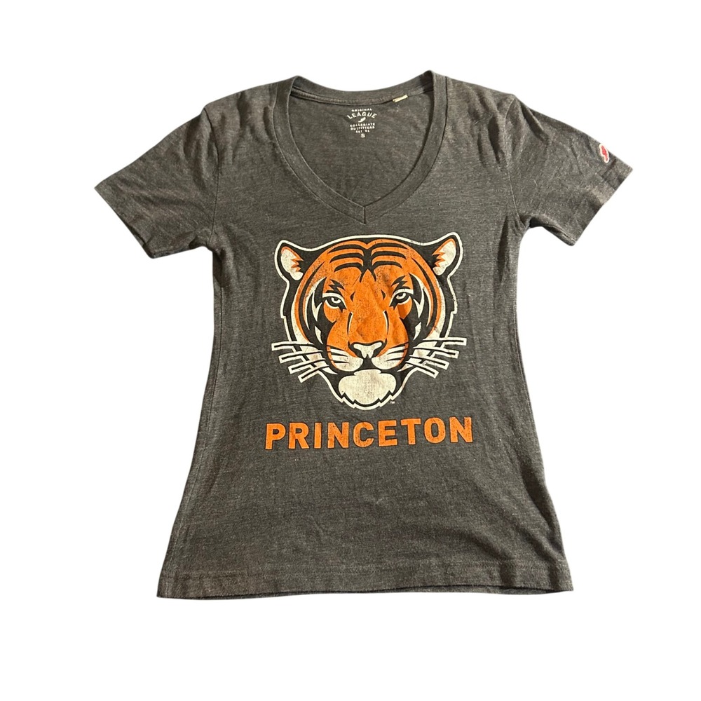 League Princeton University Tigers V-Neck T-Shirt Charcoal Grey Small